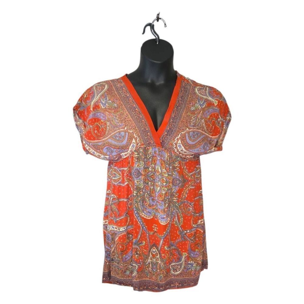 Boho Paisley Empire Waist Tunic/Top Size Large